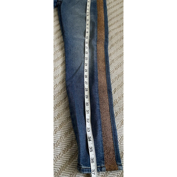 7 For All Mankind Jeans Womens Sz 25 High Waist Skinny Ankle Sparkle Side Pants - Picture 13 of 14